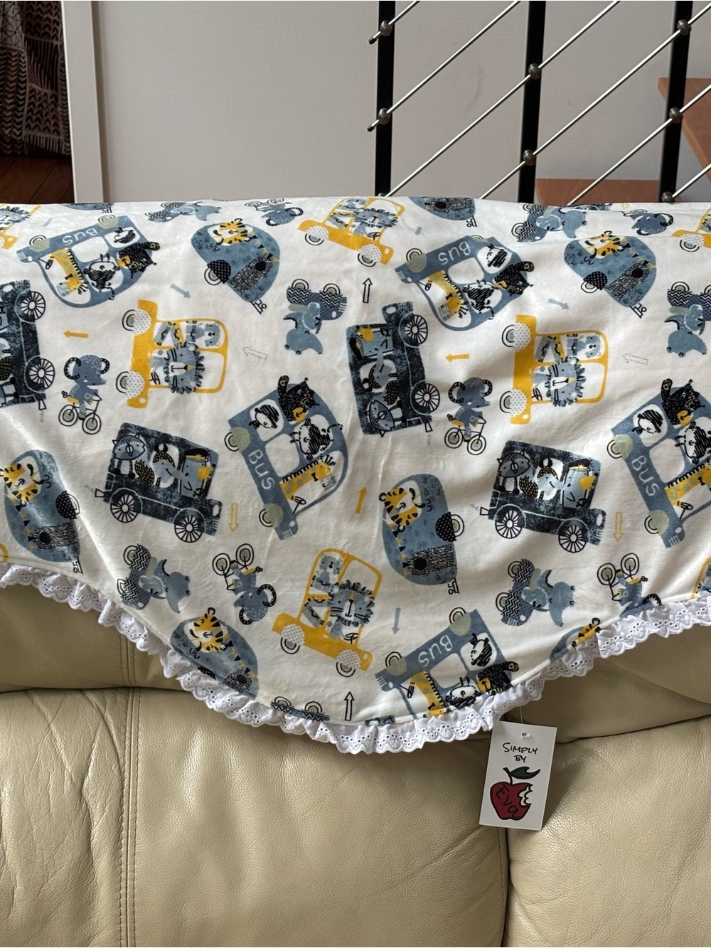 White & Yellow Animal Bus Baby Nursing Cover